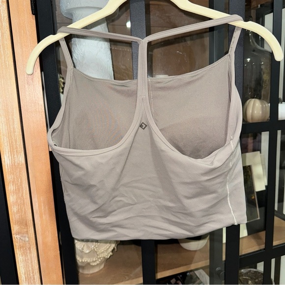 Abercrombie YPB sports bra tank top long line racerback padded taupe seamless - Picture 4 of 8